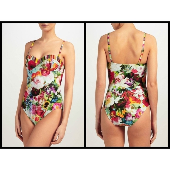 💕TED BAKER💕 Imari Floral Swirl One-Piece Swimsuit Fuscia Multi-Color 34C/D NWT - Picture 5 of 8
